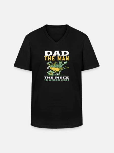 dad the man funny gardening - Men's V-Neck T-Shirt - black