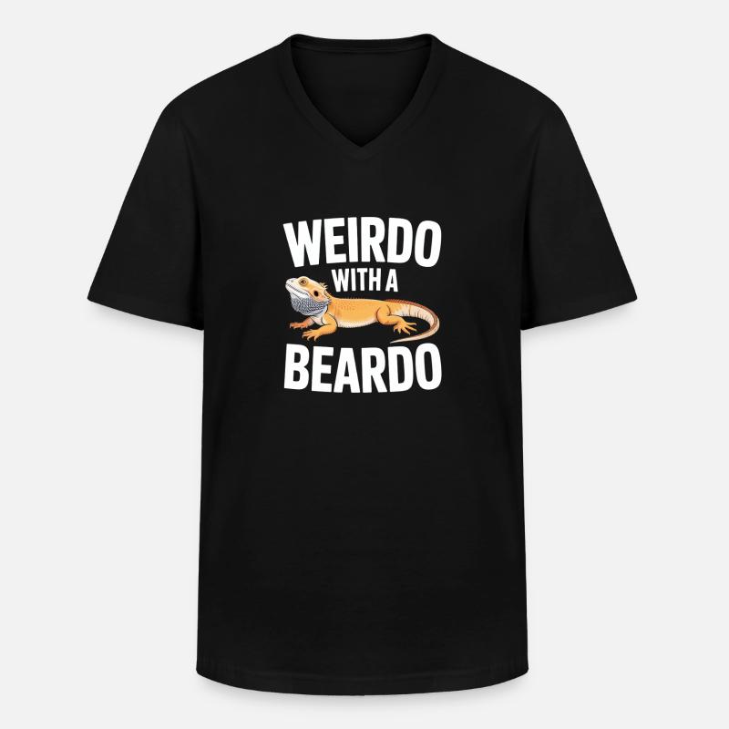 Beardo Lizard Caption Tee - Men's V-Neck T-Shirt - black