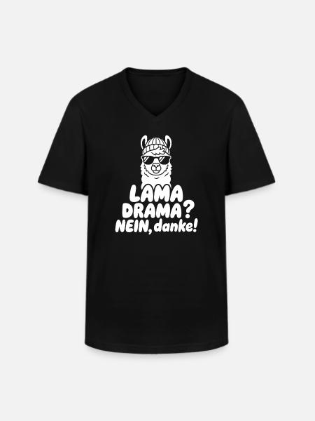 Lama Drama No Thanks - Men's V-Neck T-Shirt - black