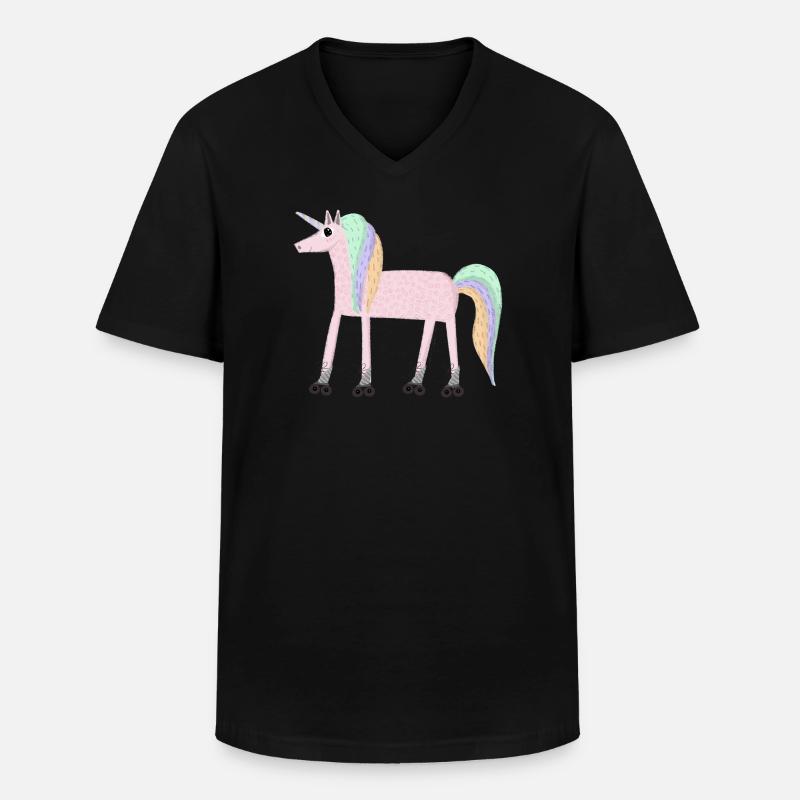 Unicorn_rollerSKate - Männer-T-Shirt mit V-Ausschnitt - Schwarz