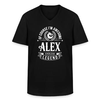 Alex Name - The Endless Legend, Simply Awesome - Men's V-Neck T-Shirt - black - Front - AI Model Male 178 dark (178cm)