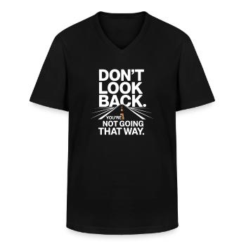Ne regarde pas en arrière, tu ne vas pas dans cette direction, motivation - T-shirt col V Homme - noir - Devant - AI Model Male 178 dark (178cm)