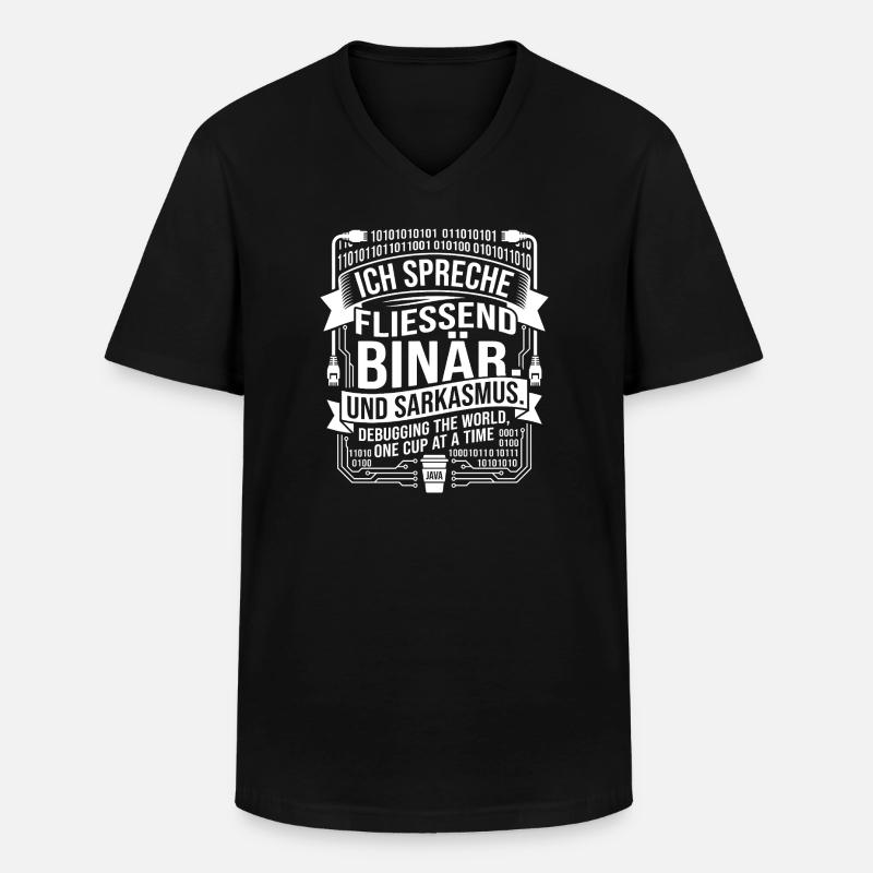 Coding Binärer Kaffee Sarkasmus - Männer-T-Shirt mit V-Ausschnitt - Schwarz