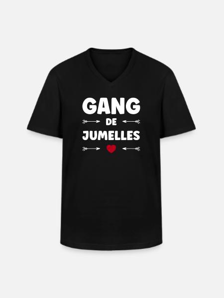 TWIN GANG - Men's V-Neck T-Shirt - black