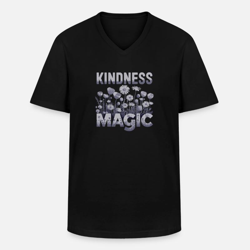  Kindness Magic Blumenwiese Freundlichkeit - Männer-T-Shirt mit V-Ausschnitt - Schwarz