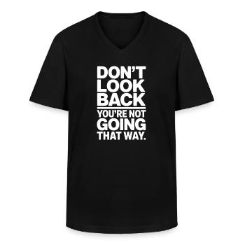 Ne regarde pas en arrière, tu ne vas pas dans cette direction, motivation - T-shirt col V Homme - noir - Devant - AI Model Male 178 dark (178cm)