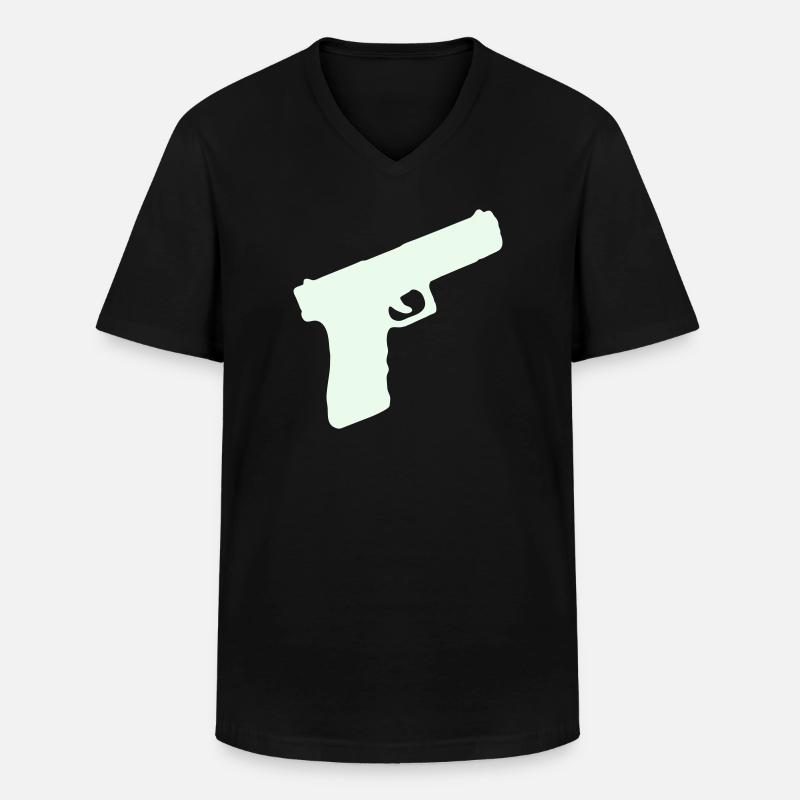 Pistole Waffe - Männer-T-Shirt mit V-Ausschnitt - Schwarz