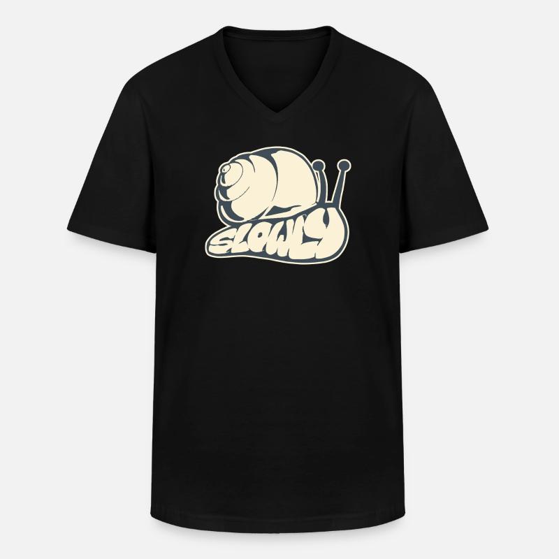 Langsam, gezeichnetes Wort (V2) - Männer-T-Shirt mit V-Ausschnitt - Schwarz