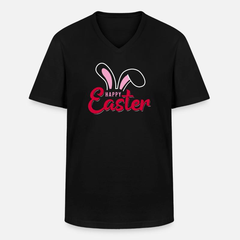 Happy Easter Bunny Scripture - Men's V-Neck T-Shirt - black