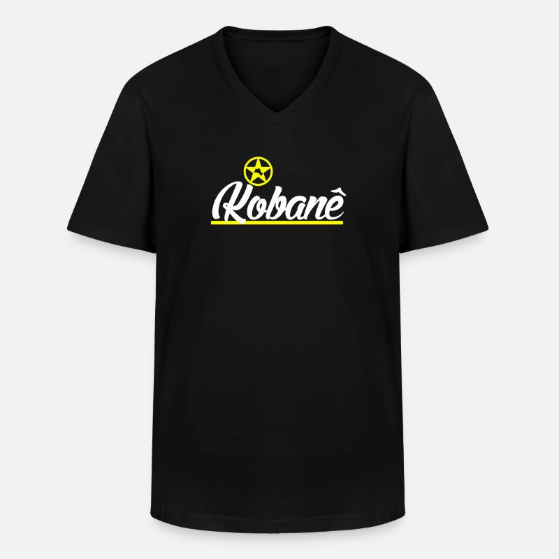 Kobane - Männer-T-Shirt mit V-Ausschnitt - Schwarz