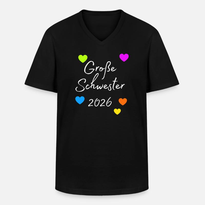 Große Schwester 2026 Herzdruck - Männer-T-Shirt mit V-Ausschnitt - Schwarz