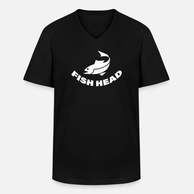 FISH HEAD - Männer-T-Shirt mit V-Ausschnitt - Schwarz