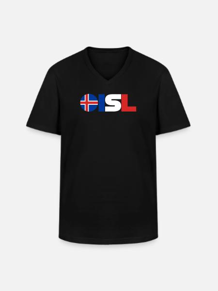 Islande - T-shirt col V Homme - noir