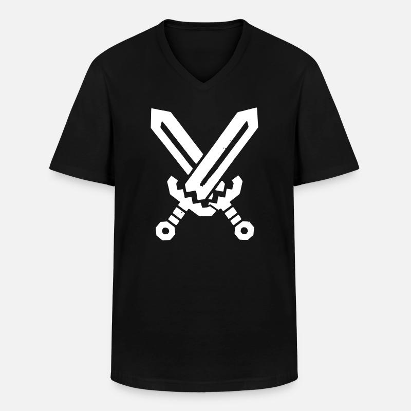 Pixel Schwerter 8-Bit Retro - Männer-T-Shirt mit V-Ausschnitt - Schwarz