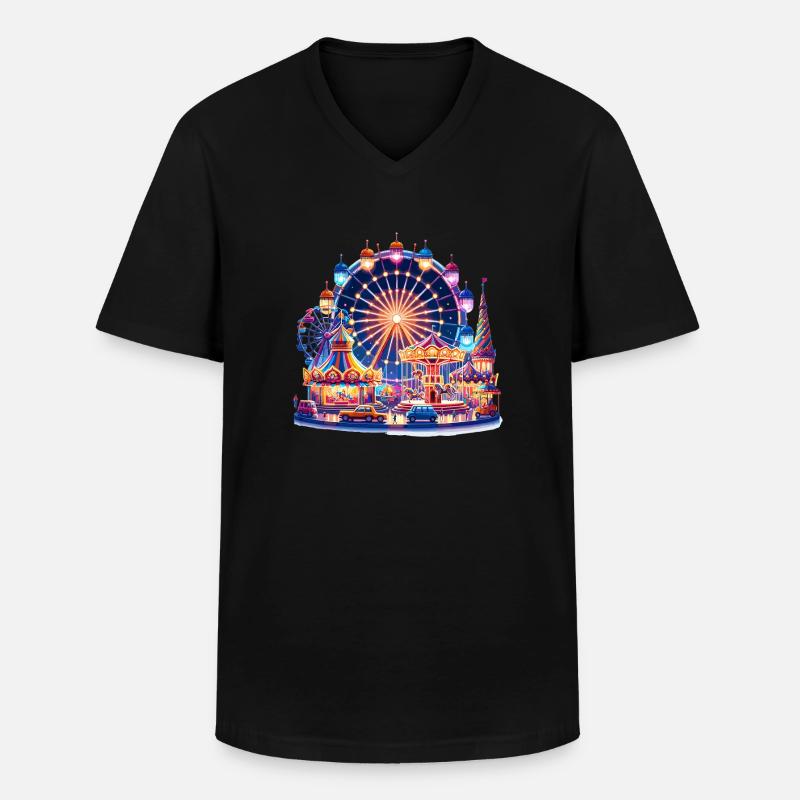 Lichterfest Karussell - Männer-T-Shirt mit V-Ausschnitt - Schwarz