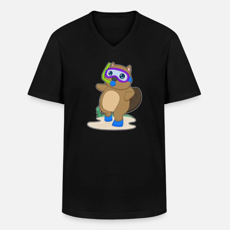 Biber Taucher Schnorchel Tauchen - Männer-T-Shirt mit V-Ausschnitt - Schwarz