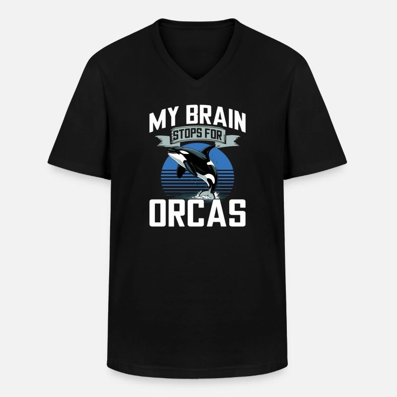 Funny Orca - Männer-T-Shirt mit V-Ausschnitt - Schwarz