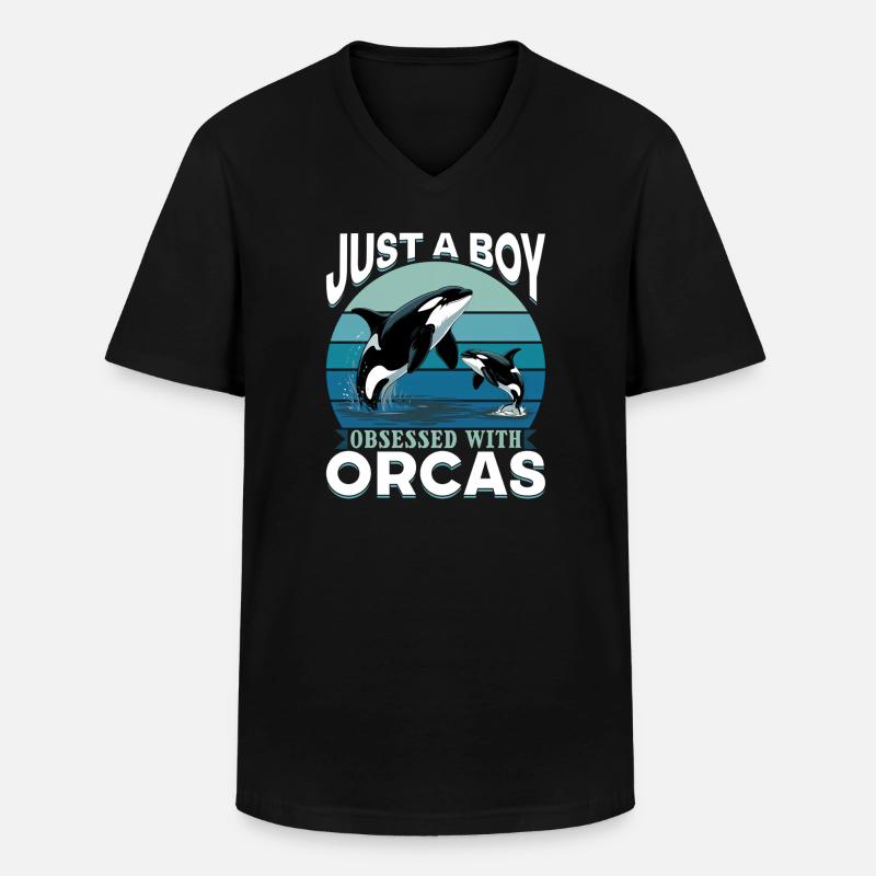Funny Orca - Männer-T-Shirt mit V-Ausschnitt - Schwarz