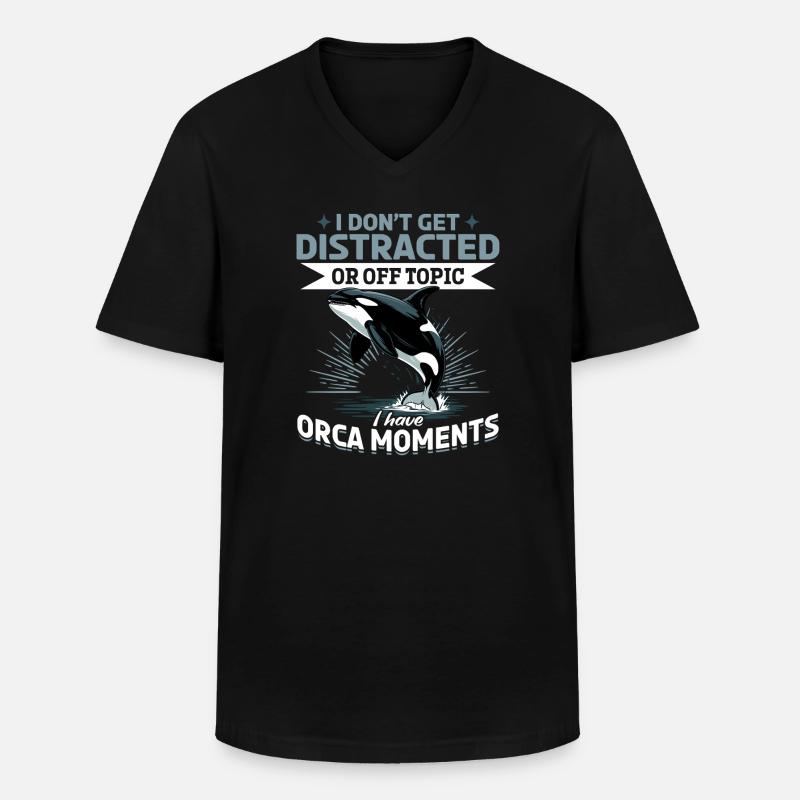 Funny Orca - Männer-T-Shirt mit V-Ausschnitt - Schwarz