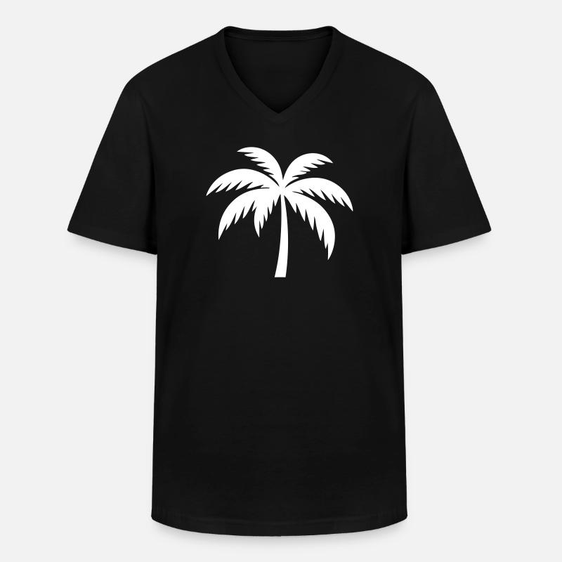 Palme Silhouette - Männer-T-Shirt mit V-Ausschnitt - Schwarz