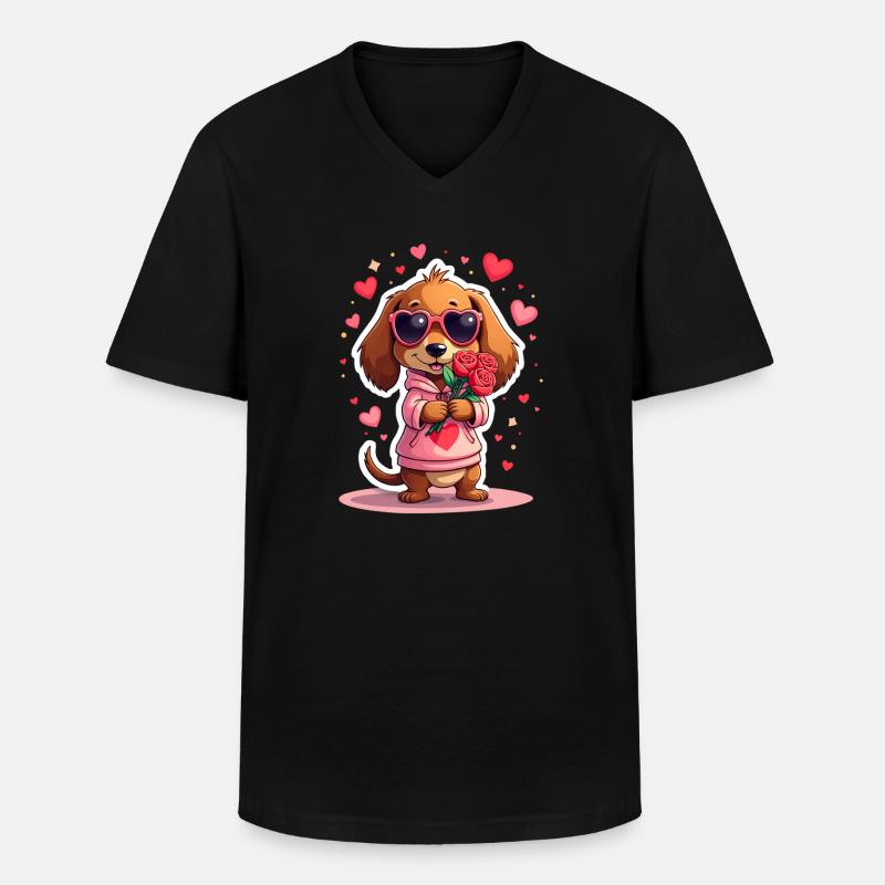 Dackel Dachshund Tekel - Männer-T-Shirt mit V-Ausschnitt - Schwarz