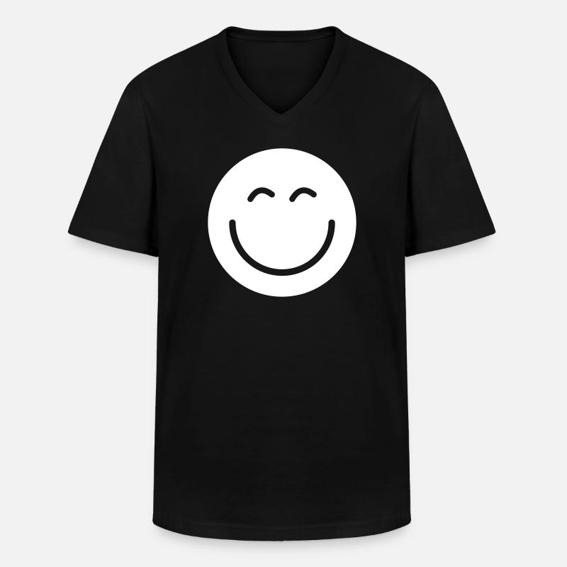 Smiley lächle gute Laune - Männer-T-Shirt mit V-Ausschnitt - Schwarz