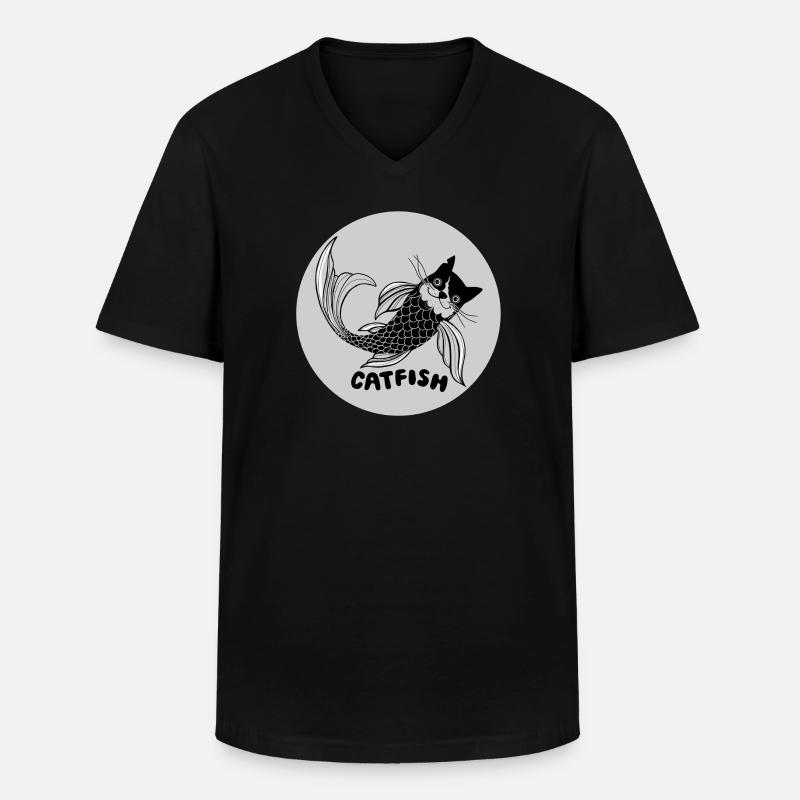 Typ-o-Cat #74 CATfish - Männer-T-Shirt mit V-Ausschnitt - Schwarz