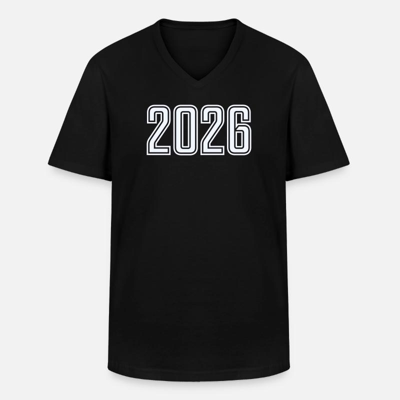 2026  - Männer-T-Shirt mit V-Ausschnitt - Schwarz
