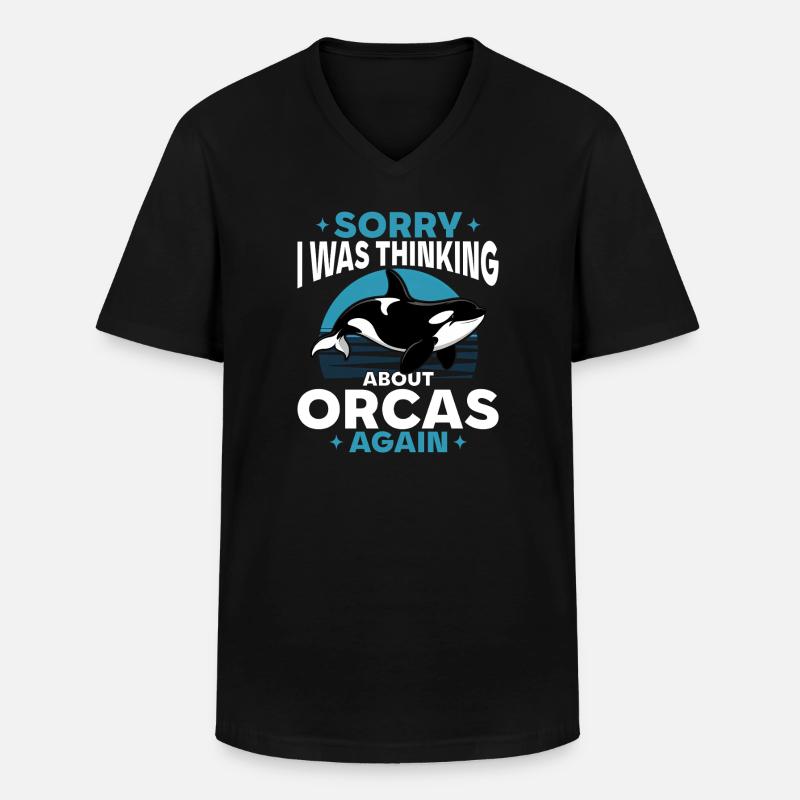 Funny Orca - Männer-T-Shirt mit V-Ausschnitt - Schwarz
