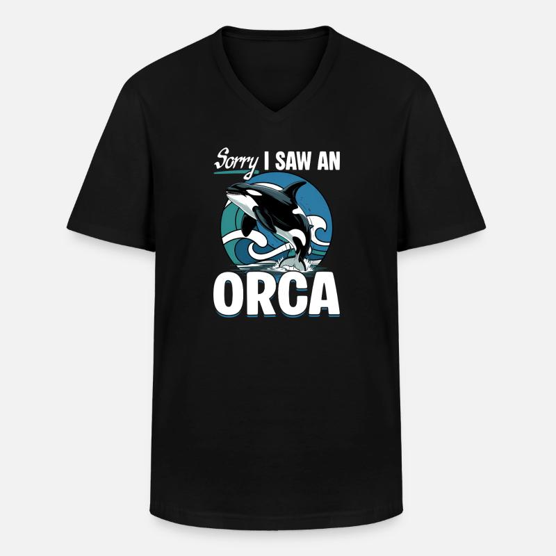 Funny Orca - Männer-T-Shirt mit V-Ausschnitt - Schwarz