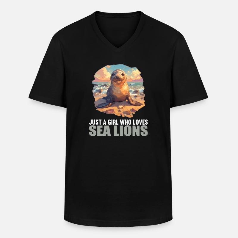 Seelöwen Seelöwe - Männer-T-Shirt mit V-Ausschnitt - Schwarz