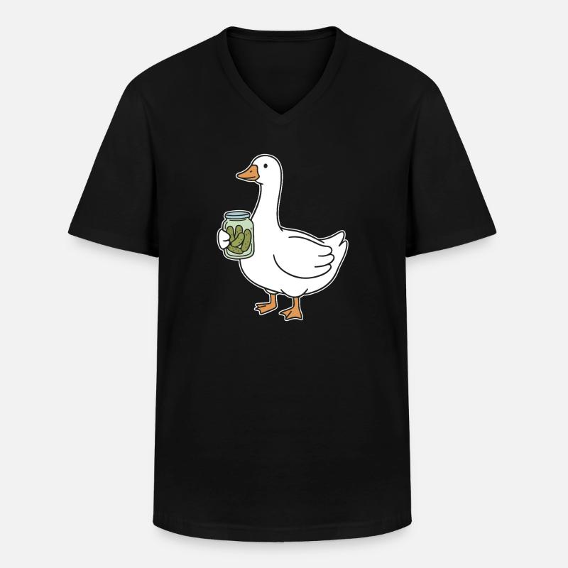 Ente mit Einmachglas Gurken - Männer-T-Shirt mit V-Ausschnitt - Schwarz