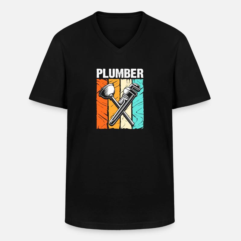 Klempner Installateur - Männer-T-Shirt mit V-Ausschnitt - Schwarz