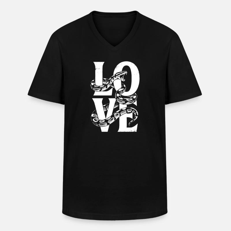Königspython Schlangen LOVE Terrarium Python - Männer-T-Shirt mit V-Ausschnitt - Schwarz