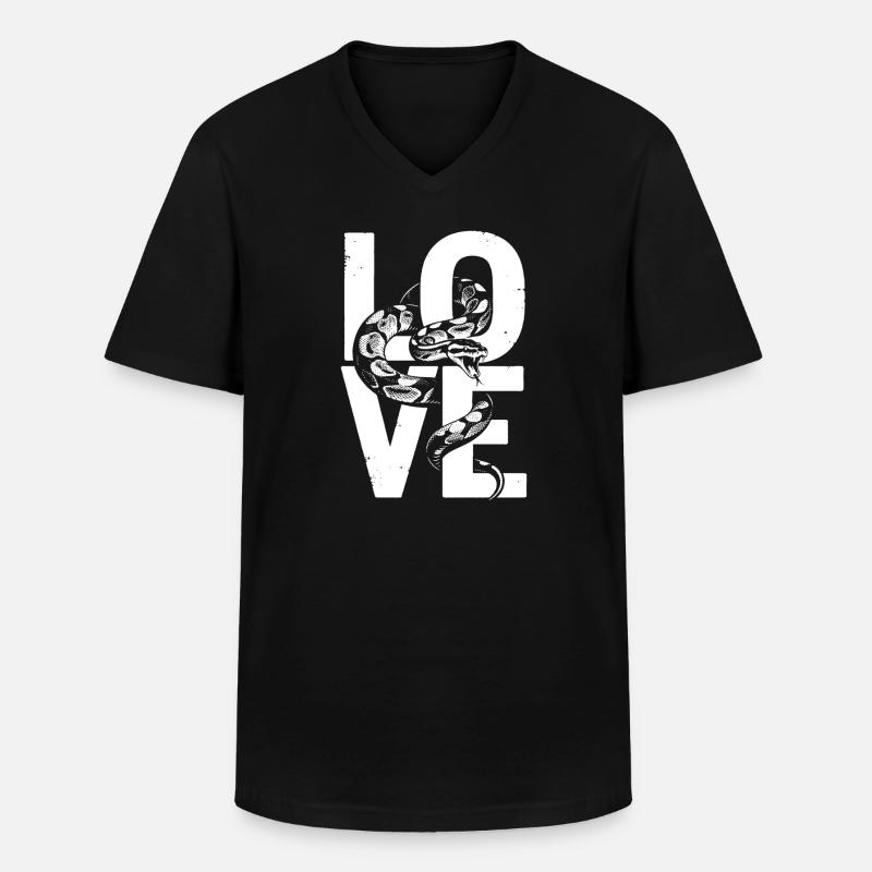 Königspython Schlangen LOVE Terrarium Python - Männer-T-Shirt mit V-Ausschnitt - Schwarz