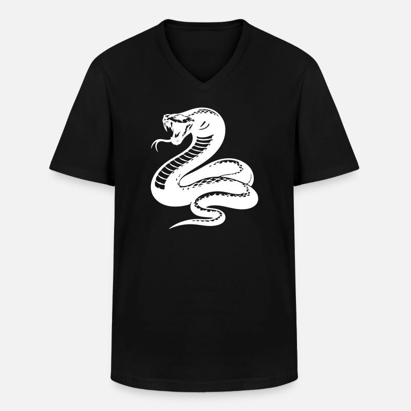 Schlange Python Silhouette - Männer-T-Shirt mit V-Ausschnitt - Schwarz