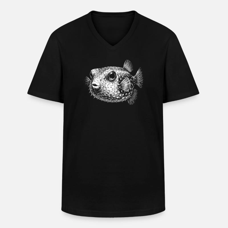 Kugelfisch - Männer-T-Shirt mit V-Ausschnitt - Schwarz