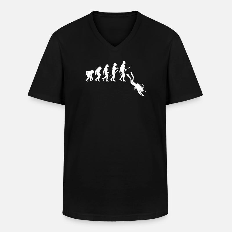 Taucher Evolution - Tauchen - Männer-T-Shirt mit V-Ausschnitt - Schwarz
