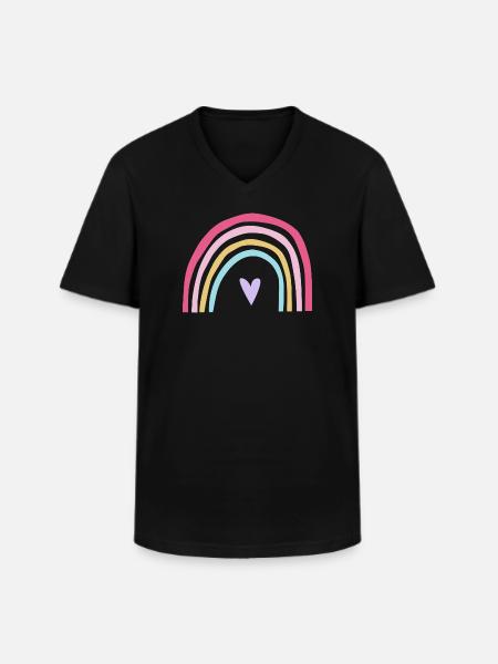Rainbow pastel pink purple - Men's V-Neck T-Shirt - black