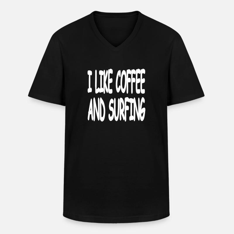 Surfen - Männer-T-Shirt mit V-Ausschnitt - Schwarz