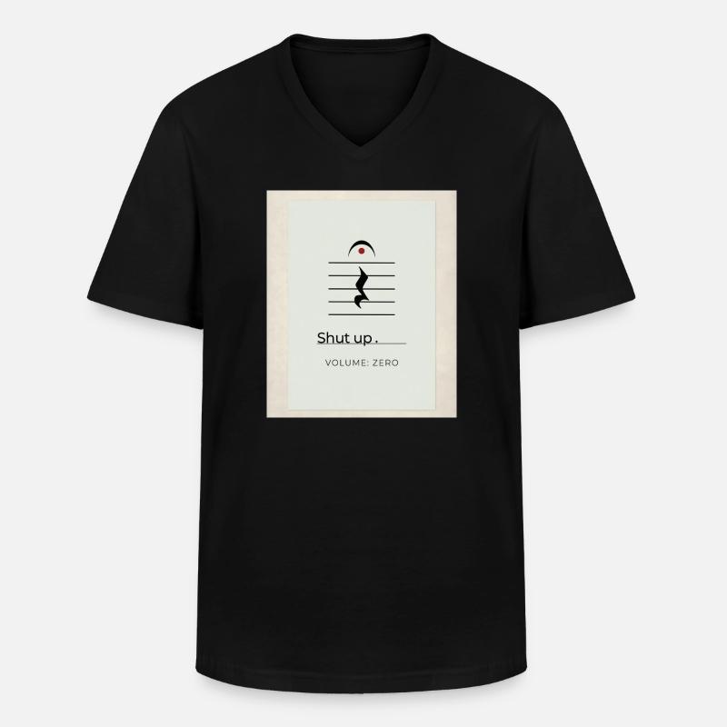 Shut up – Volume Zero Minimal Design - Men's V-Neck T-Shirt - black