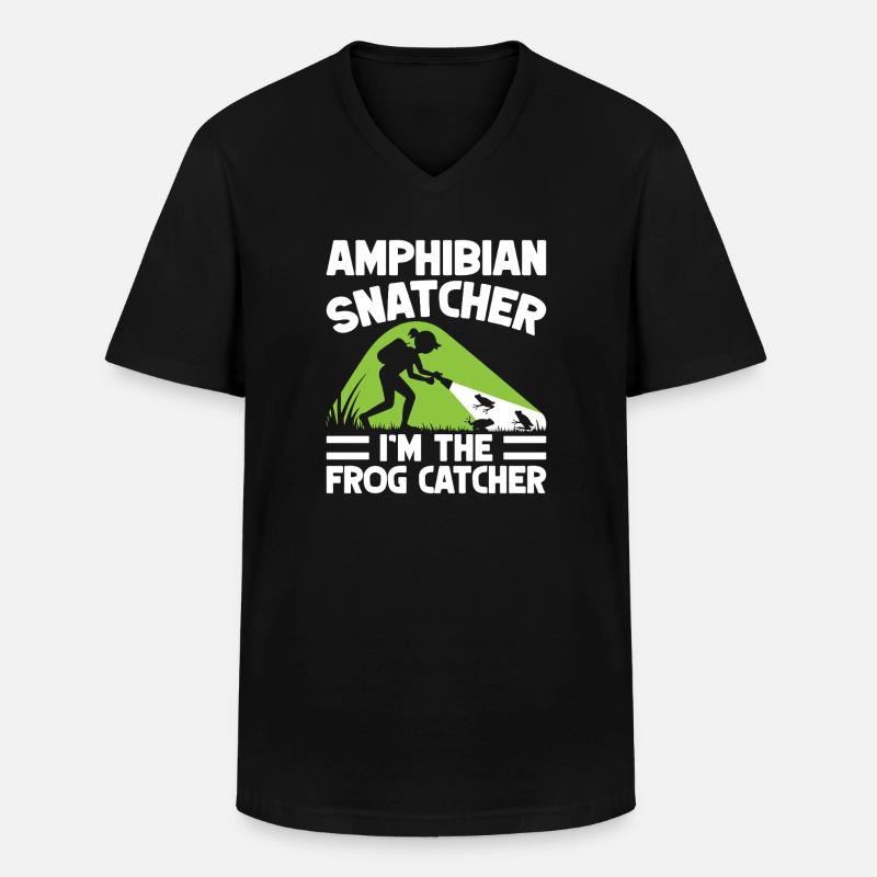 Frog Catcher Amphibian Snatcher Frog - Männer-T-Shirt mit V-Ausschnitt - Schwarz
