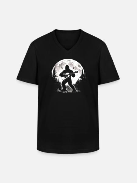 Bigfoot Gitarrist - Männer-T-Shirt mit V-Ausschnitt - Schwarz