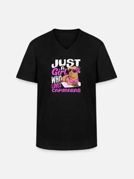 Solo una chica que ama los capibaras Animal gracioso y adorable - Camiseta con cuello de pico hombre - negro