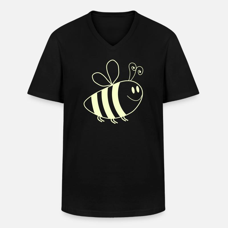 Lächelnde Bienchen Muster - Männer-T-Shirt mit V-Ausschnitt - Schwarz