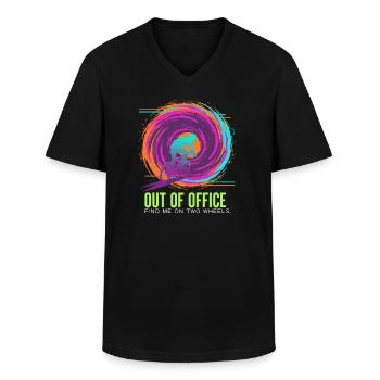Évasion néon à deux roues - T-shirt col V Homme - noir - Devant - AI Model Male 178 dark (178cm)