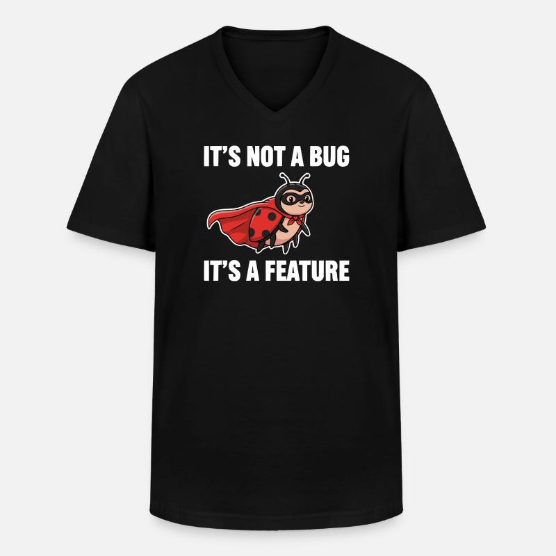 Kein Bug, nur Feature – Superheld Marienkäfer  - Männer-T-Shirt mit V-Ausschnitt - Schwarz