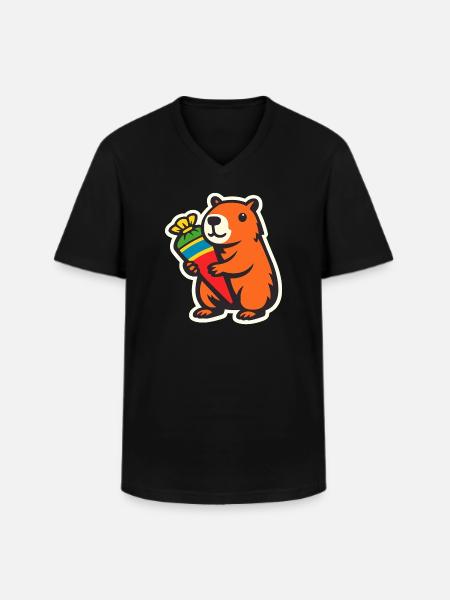 Capybara School Enrollment - Men's V-Neck T-Shirt - black