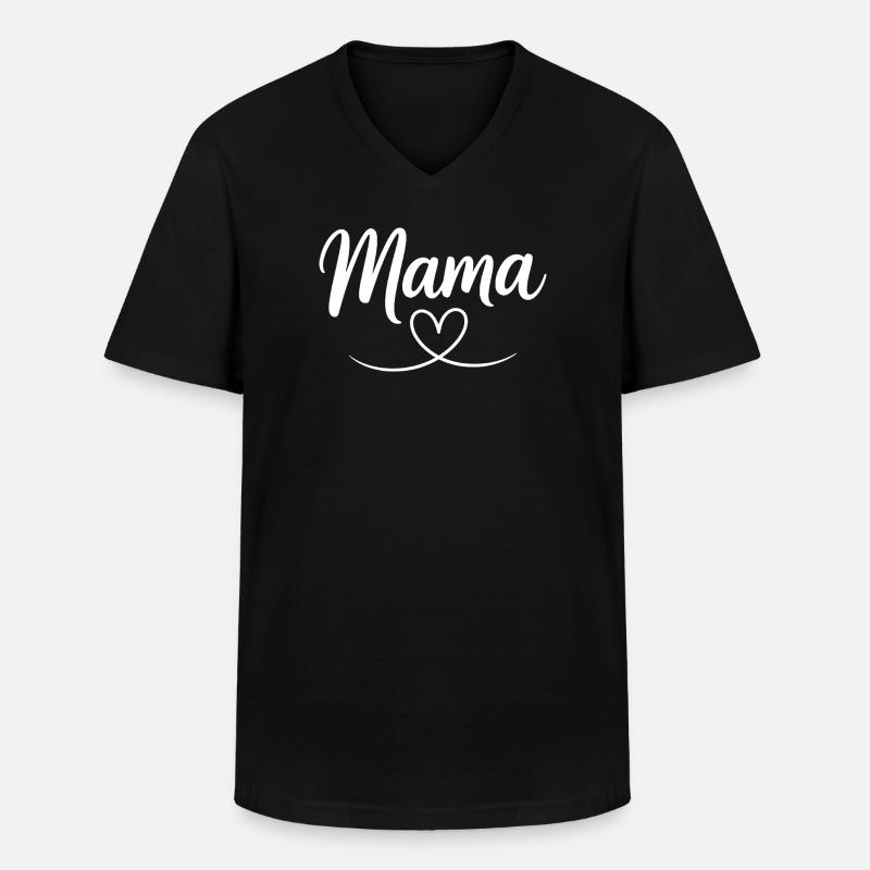 Mama Heart Script - Men's V-Neck T-Shirt - black