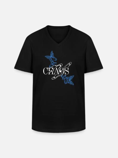 Butterfly font with wings - Men's V-Neck T-Shirt - black